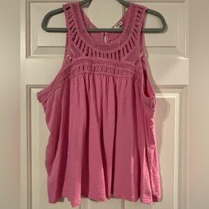 Sonoma Pink Crochet Detail Tank Top